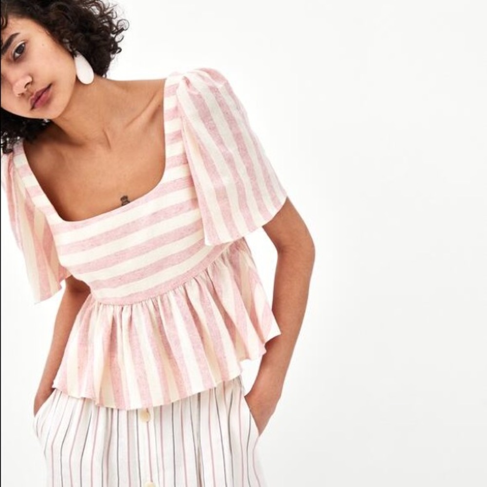 Zara Linen Flowy Top